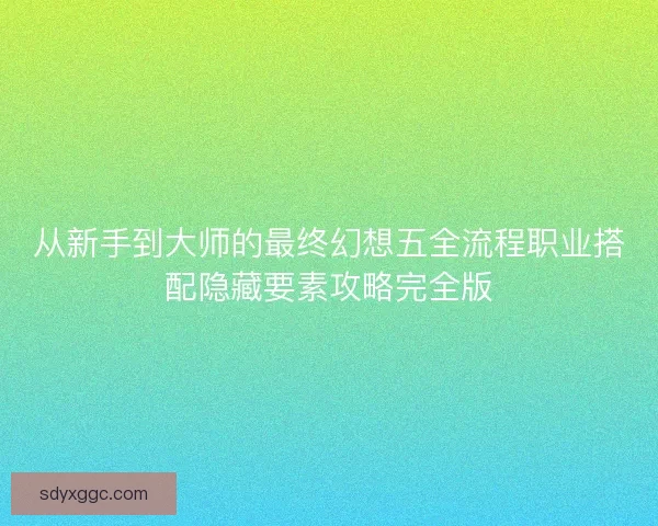 从新手到大师的最终幻想五全流程职业搭配隐藏要素攻略完全版