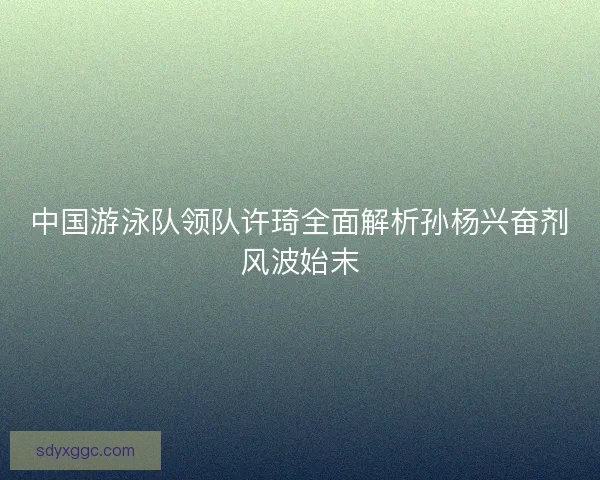 中国游泳队领队许琦全面解析孙杨兴奋剂风波始末